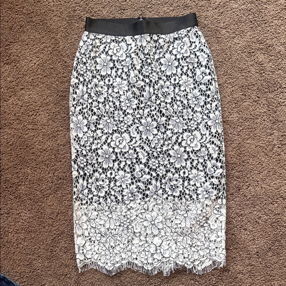Elegant Black and White Lace Skirt